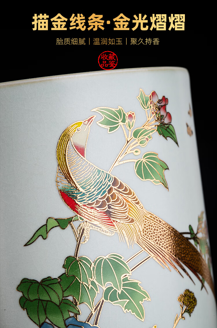 匠仙描金汝窑陶瓷茶杯个人杯子手写字家用简约手工开片可养功夫茶具