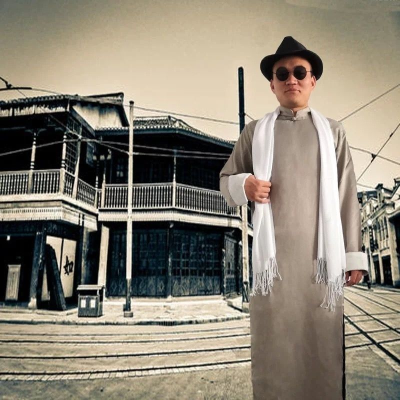 上海滩服装男演出服许文强套装民国风长衫男复古长袍年会相声大褂酒