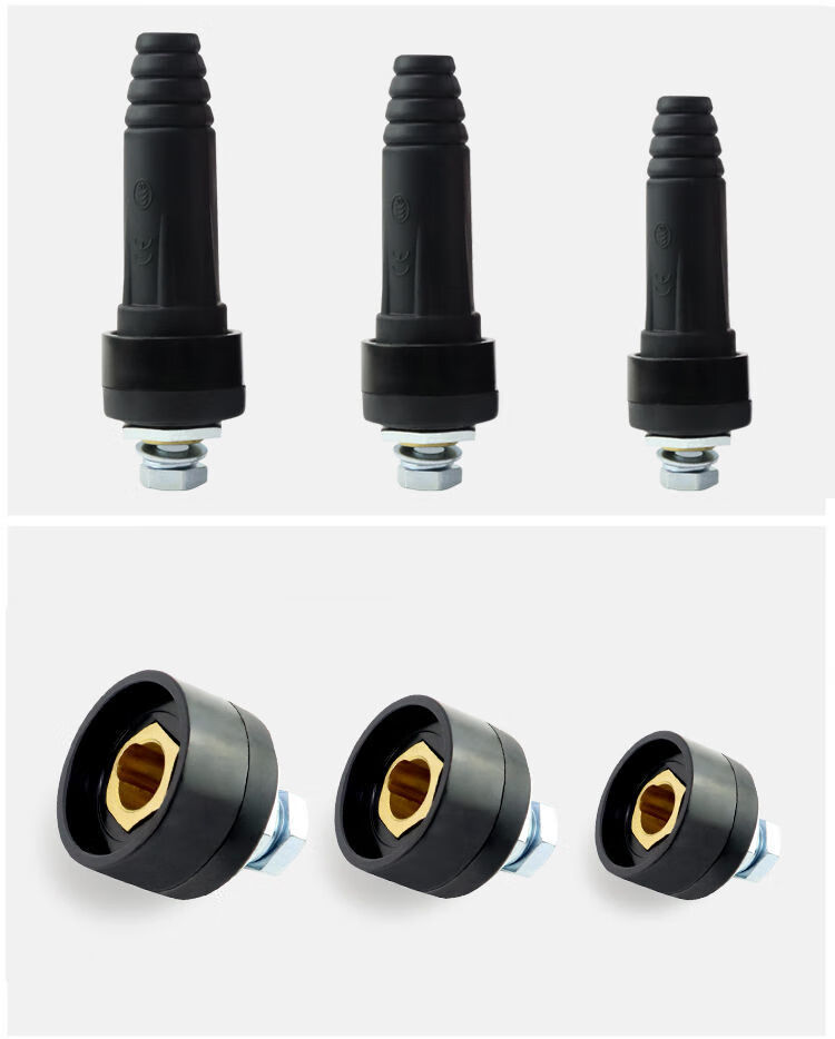 电焊机铜102535505070焊把线快速插头插座接头欧式快插配件1025插头黑