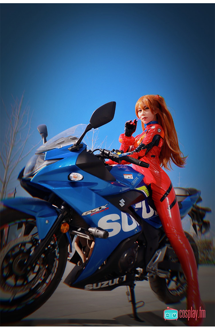 新世纪福音战士eva式波明日香cos 机甲服包含帽子眼罩紧身衣 s亚码 单