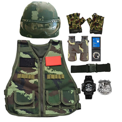 cklde儿童迷彩马甲幼儿园角色表演服玩具枪套装战术背心防弹衣作战