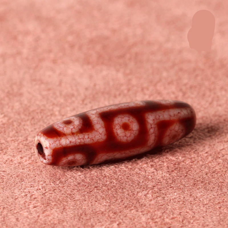 珍韵缘西藏龙纹血丝红玉髓三眼天珠虎牙福寿禄财神如意九眼贵人吊坠