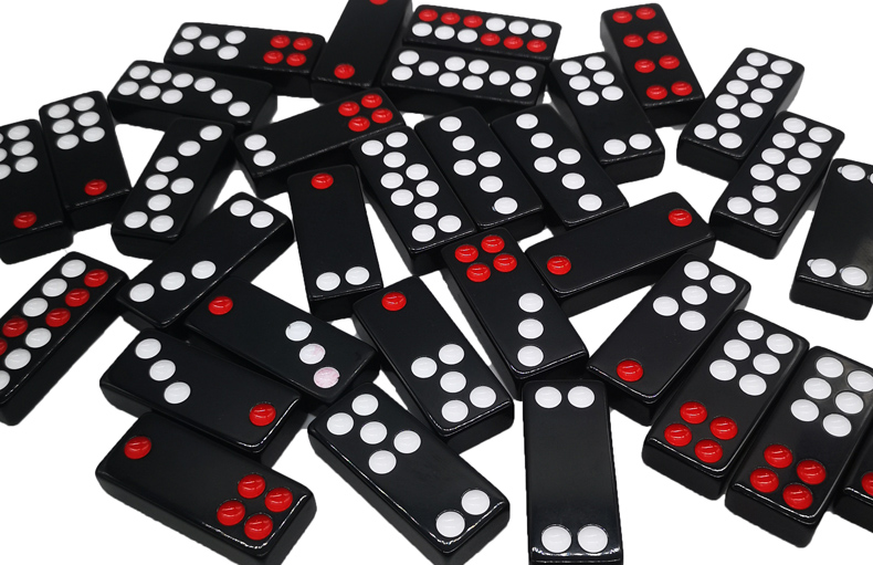 28井加重黑色大九牌 顶牛 牌九 天九 加宽加厚牌九 大号牌九 8#黑白色