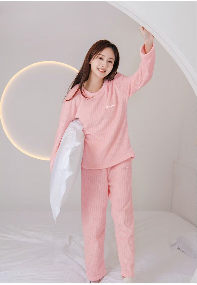 狼爪痕迹仙女暖暖套装女冬季新款珊瑚绒加厚加绒情侣家居服保暖套装蜜