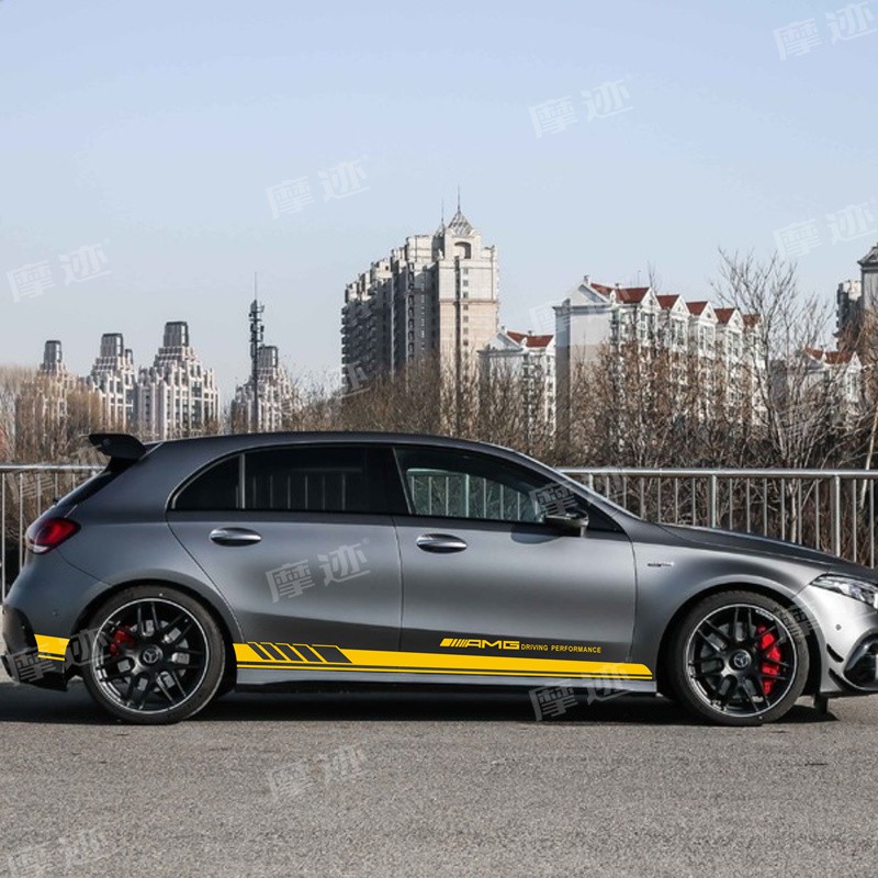适用于奔驰a45车贴拉花a35amga级180a200b级改装饰车身引擎盖贴纸提示
