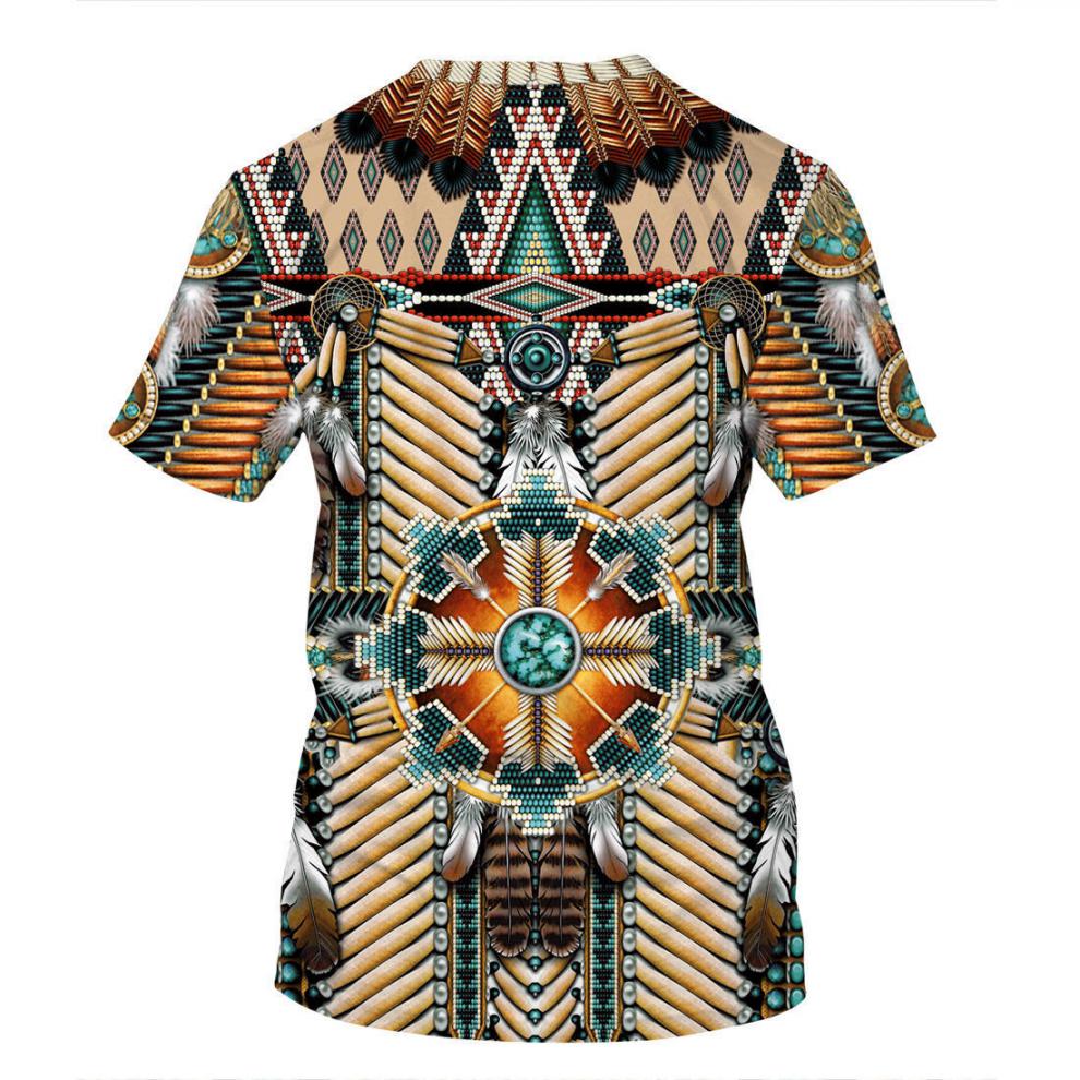 旷璃广州十三行男装夏季印第安波西米亚风格民族风t恤 3d数码印花男士