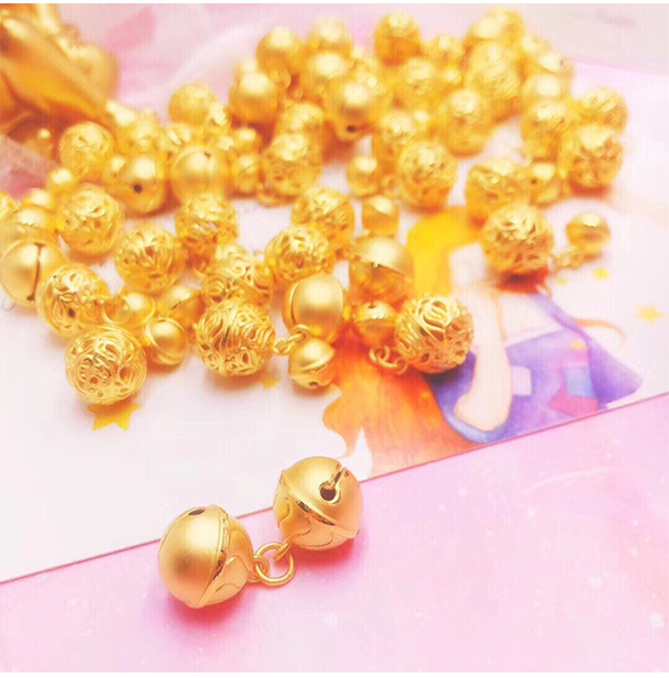 小铃铛手链女红绳手工编织五彩绳脚链999足金会响定制结婚订婚三金礼