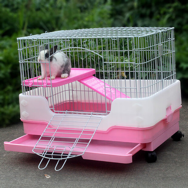 宠物兔笼子特大号荷兰猪豚鼠兔子家用养殖笼双层别墅带抽屉防喷尿双层