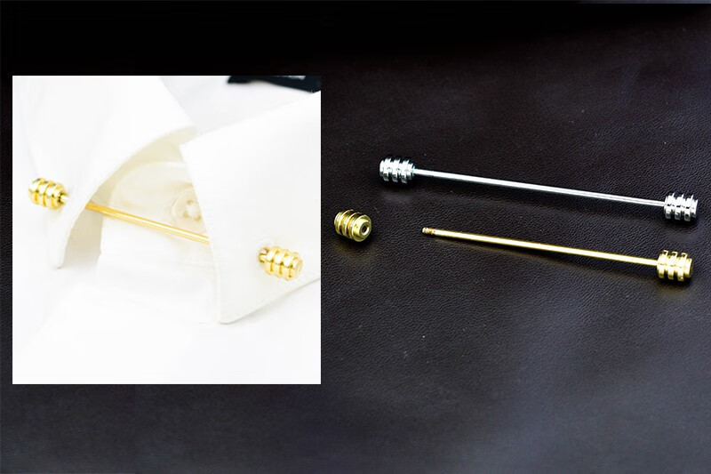 双头螺旋扣一字插针胸针领带针配饰时尚男士西装别针衬衫领针领扣