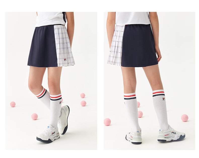 fila斐乐女童半身裙2022夏季新款网球儿童百褶边撞色网球运动短裙rd