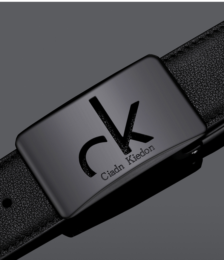 ck皮带 男士皮带平滑扣头层牛皮腰带男款休闲时尚板扣裤带长款男士