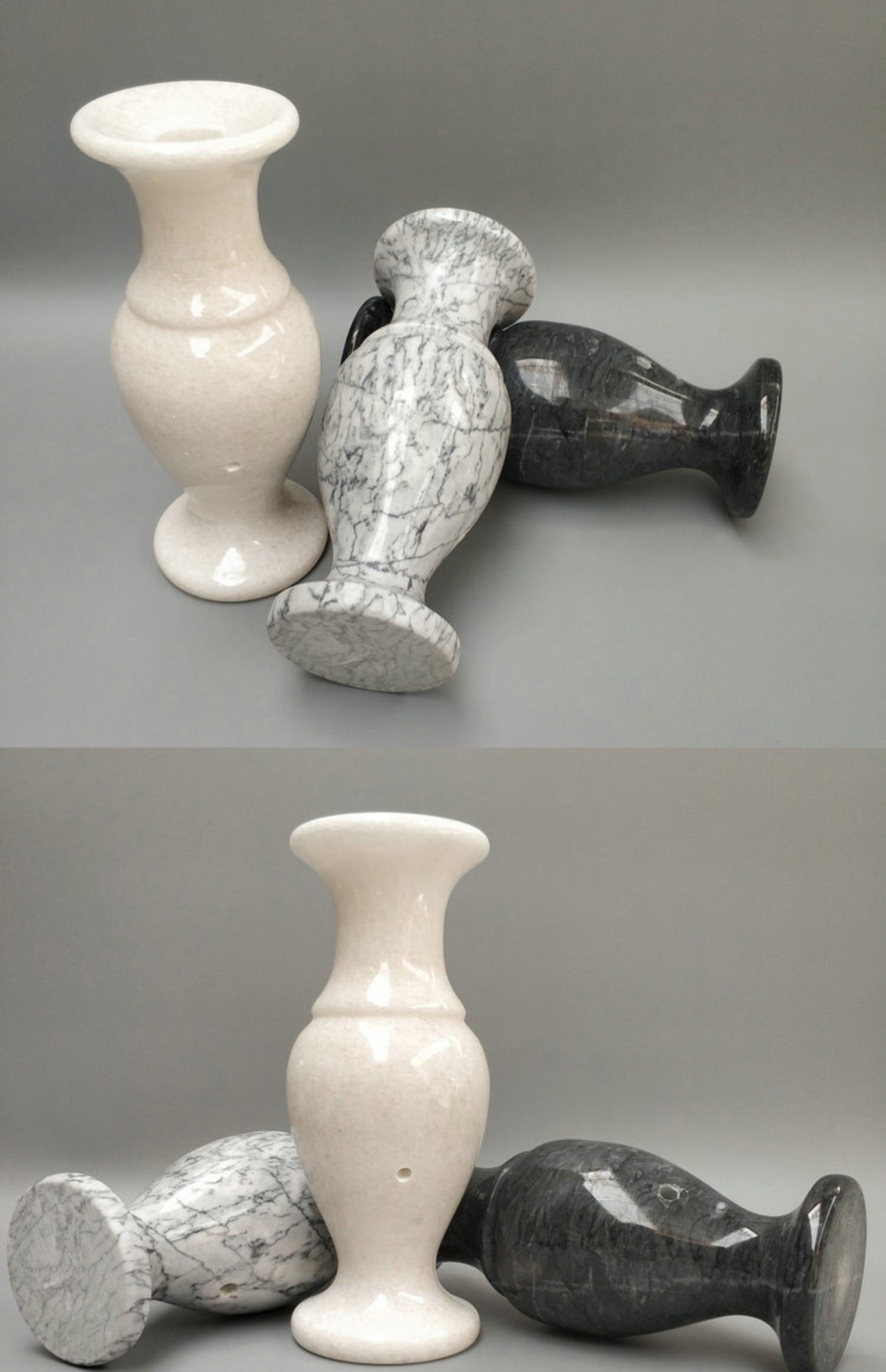 墓地用品大理石头花瓶一对摆件墓碑插花祭祀汉白玉石材石雕香炉雪花白