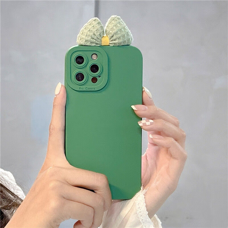 鹿纯韩风立体蝴蝶结oppoa5a72a8a93手机壳r15r17k9a32a92s绿色reno456