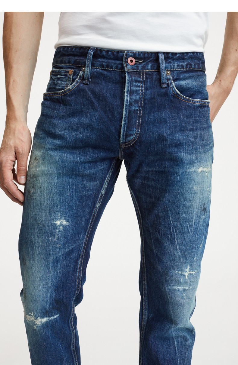 日本制宽松磨破复古直筒红剪刀牛仔裤drill 蓝色 31【图片 价格 品牌