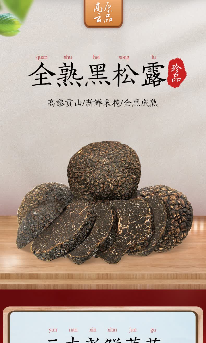 【全黑全成熟】黑松露新鲜 高黎贡山 品质精选鲜松露 猪拱菌 顺丰冷链