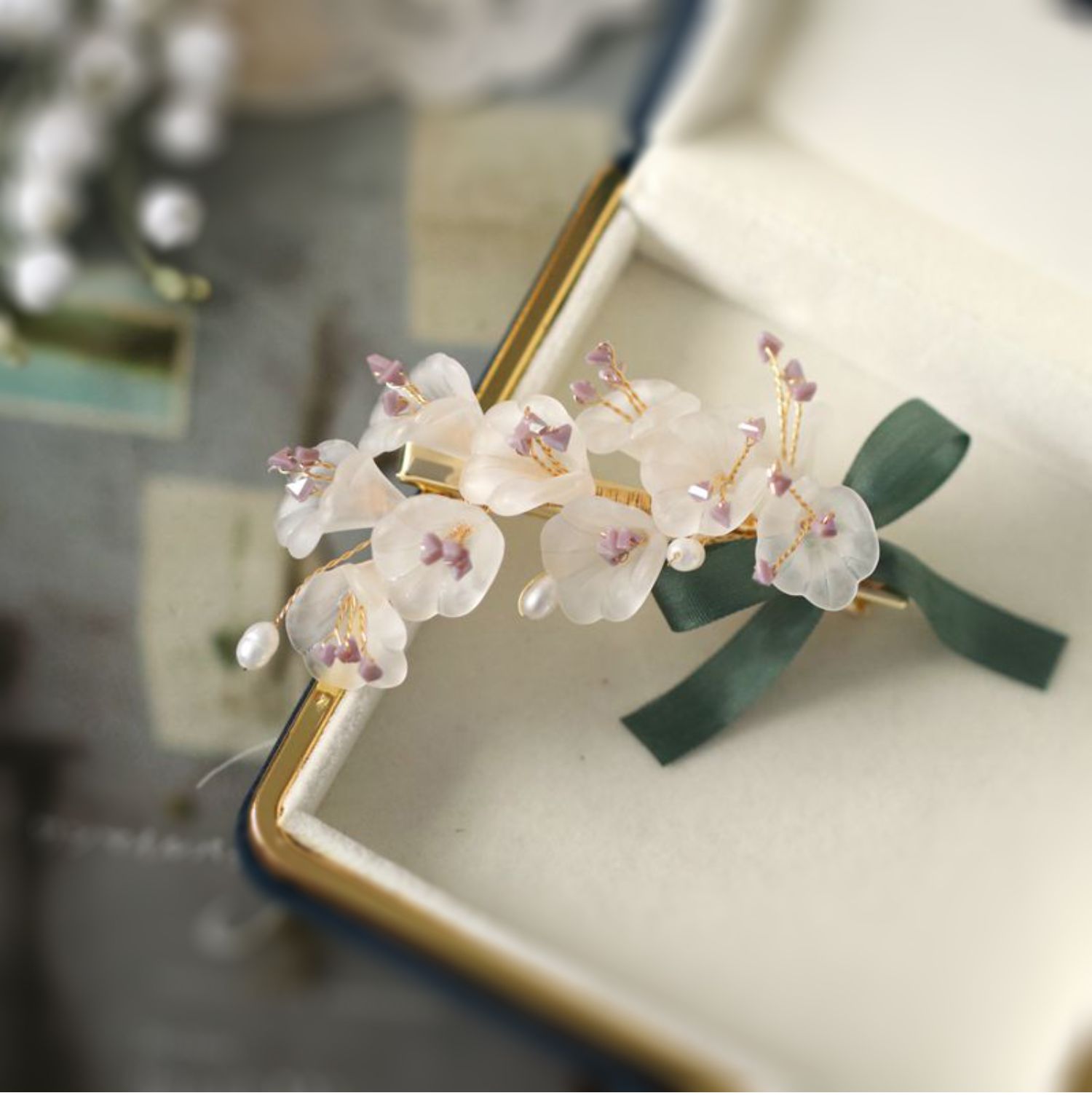 古风发夹后脑勺铃兰发饰2021年汉服头饰头发夹子两边侧发铃兰花发夹75