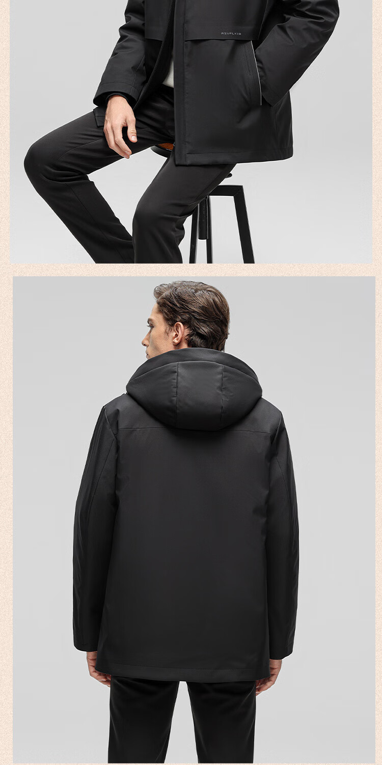 SNOWFLYING [Durable Goose down Jacket] Men's Detachable Inner Liner Warm Coat for Middle-Aged And Elderly Fathers 15