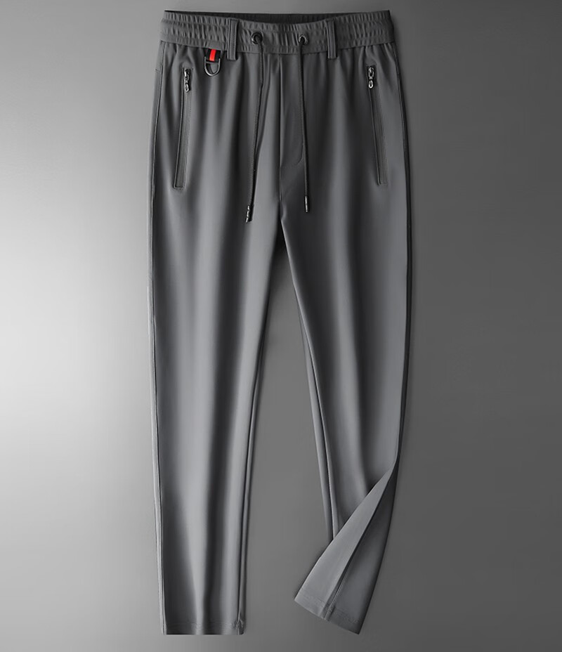 归蝶backfly休闲裤男夏季轻奢夏季冰丝滑舒适弹力薄款灰色裤子男修身