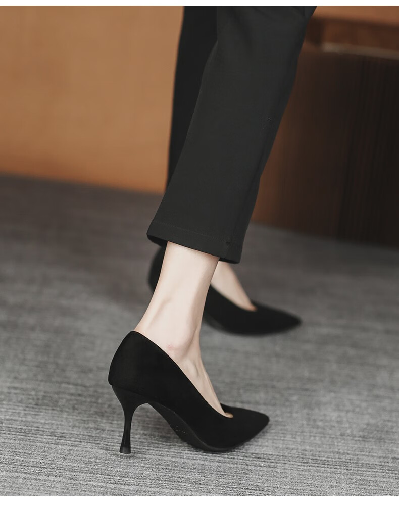 jed吉尔达职业高跟鞋女细跟软底面试空乘学生礼仪课正装通勤黑色工作