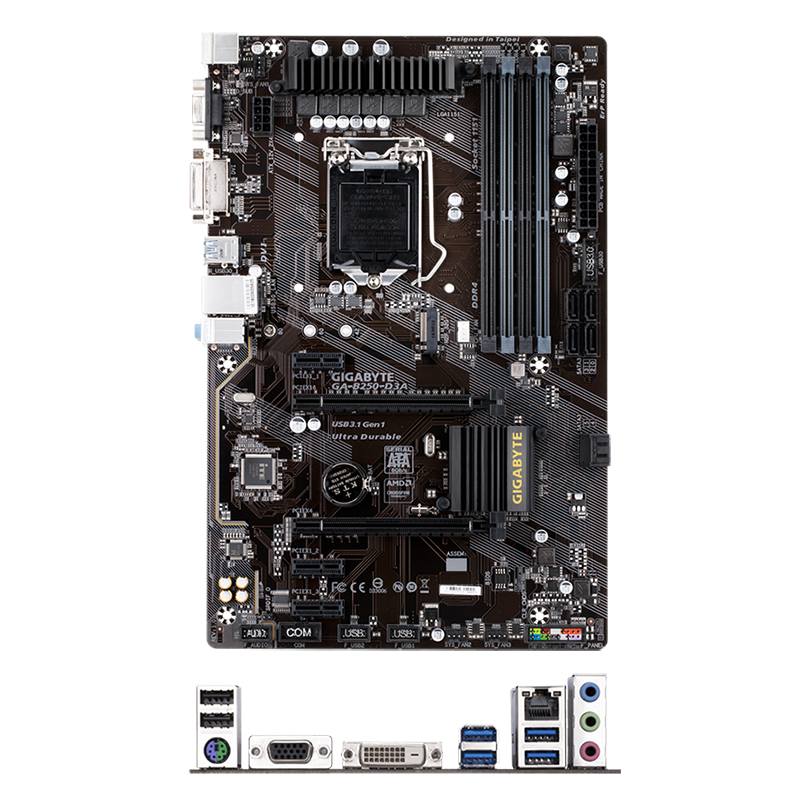 二手95新技嘉b250d3a大板主板cpu套装1151针m2可上81009100i38100b250