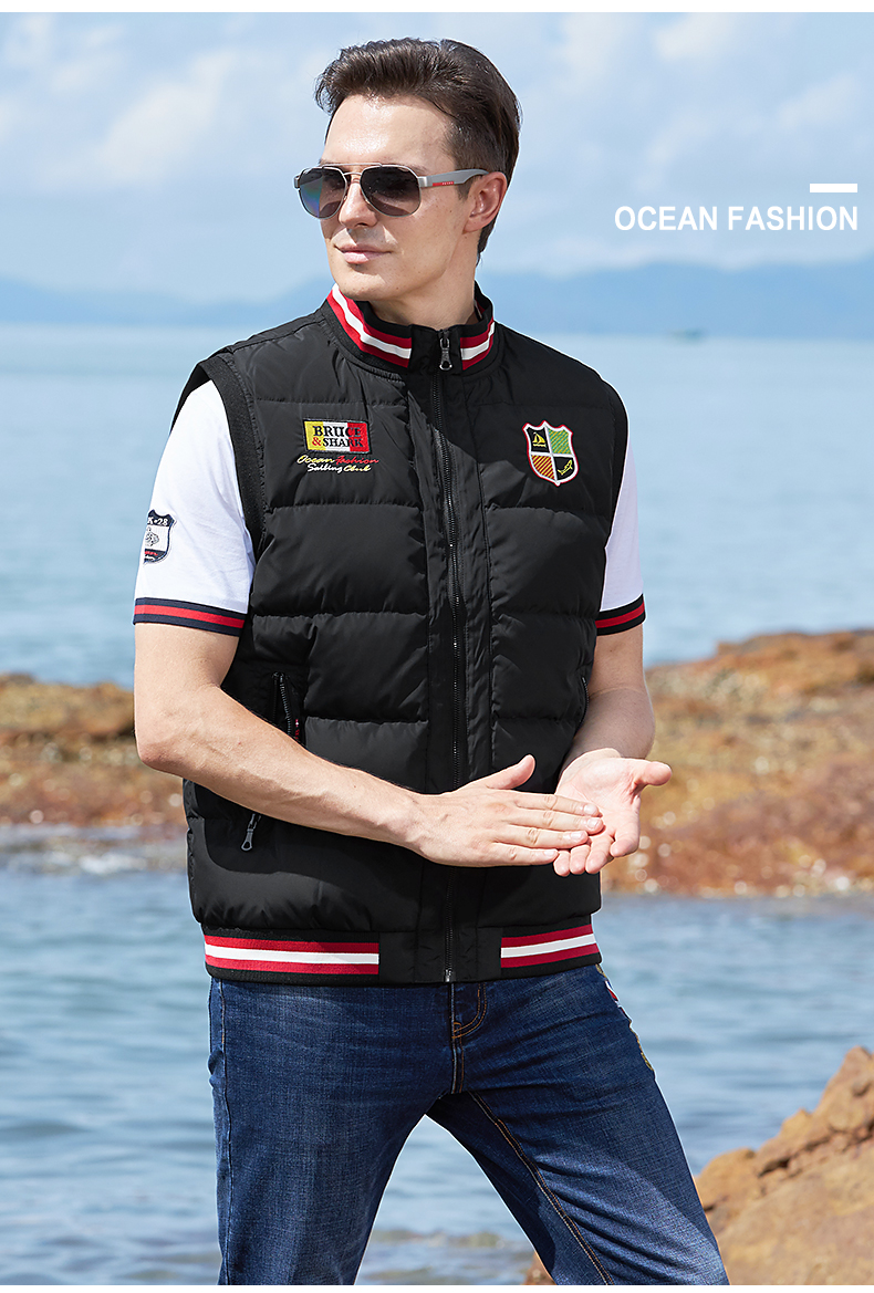 意大利鲨鱼男装2021秋冬新款保罗羽绒马甲男潮牌加厚外套男宽松大码