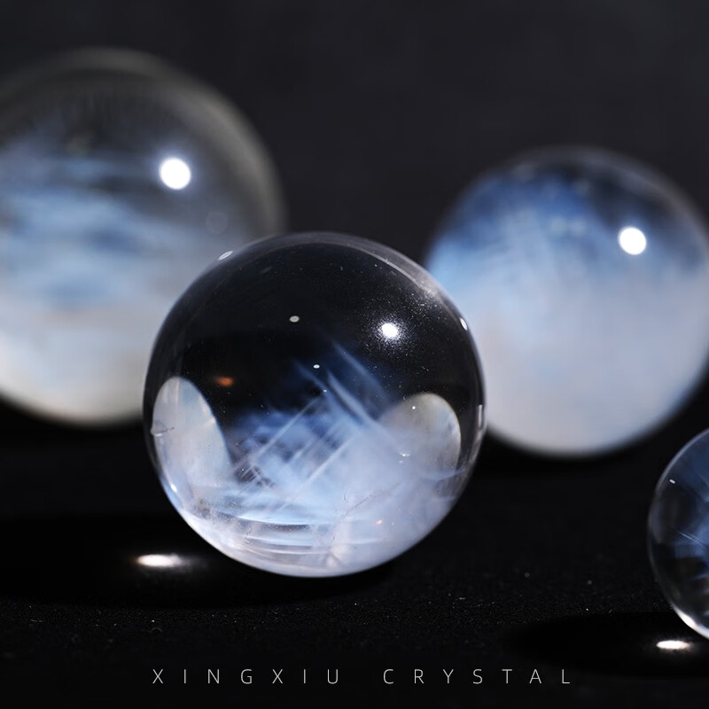 轩野 星宿家天然蓝针水晶球显针天使的羽毛七星摆件毛衣链吊项坠大单