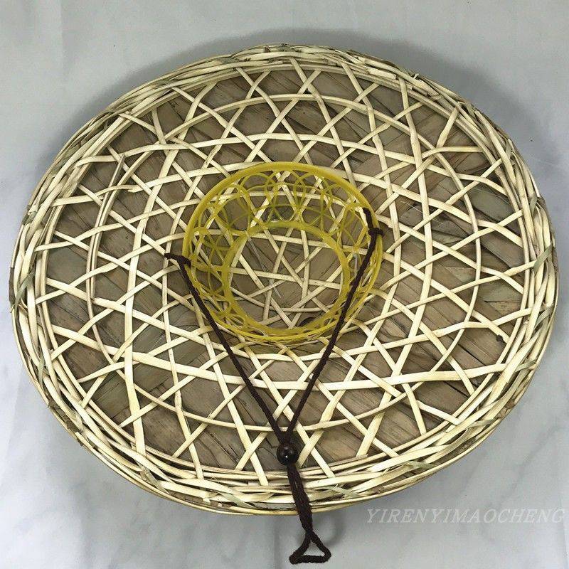 大檐竹编粽叶斗笠帽男户外防雨遮阳帽农民防晒帽手工编制圆顶帽子新增