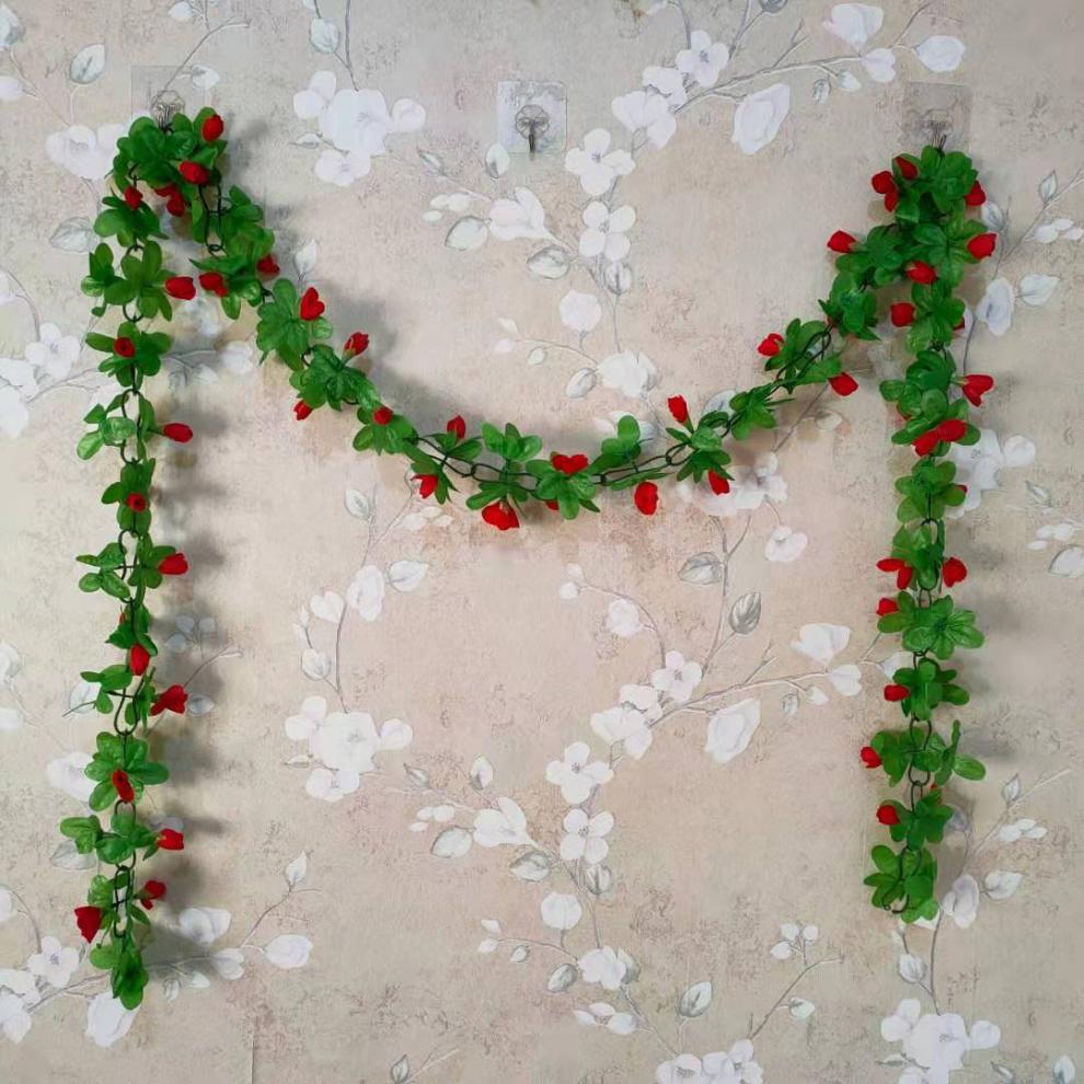 精品绿植仿真玫瑰花藤假花藤条客厅空调管道遮挡装饰吊顶藤蔓塑料植物