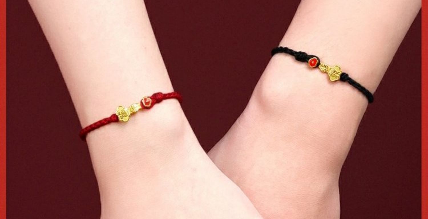 转运珠黄金手链女999足金3d硬金如意福字本命年编绳古法情侣手绳小版