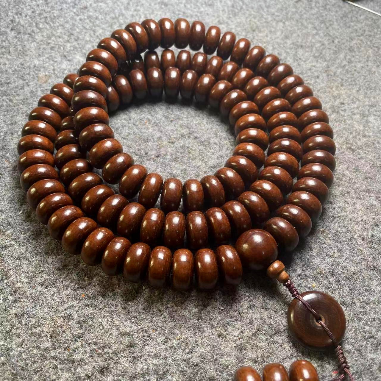 老料精品原木九道木降龙木男女108佛珠念珠手链 精品六道木算盘珠 9*