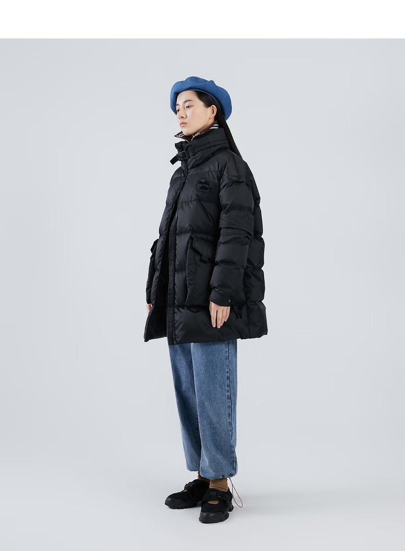 播冬季新款立领大口袋牙刷绣装饰立领羽绒服女bdo4rd0428o70苏丹褐xs