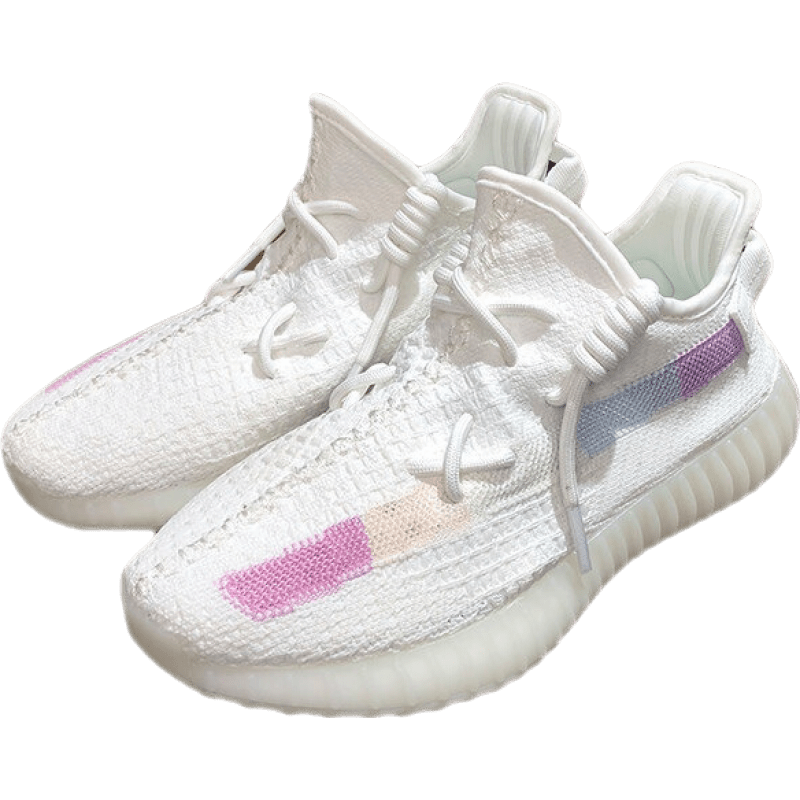 乖萌爱贾基椰子鞋男350v2白冰淇淋变色龙彩虹莆田运动休闲跑步鞋子 白