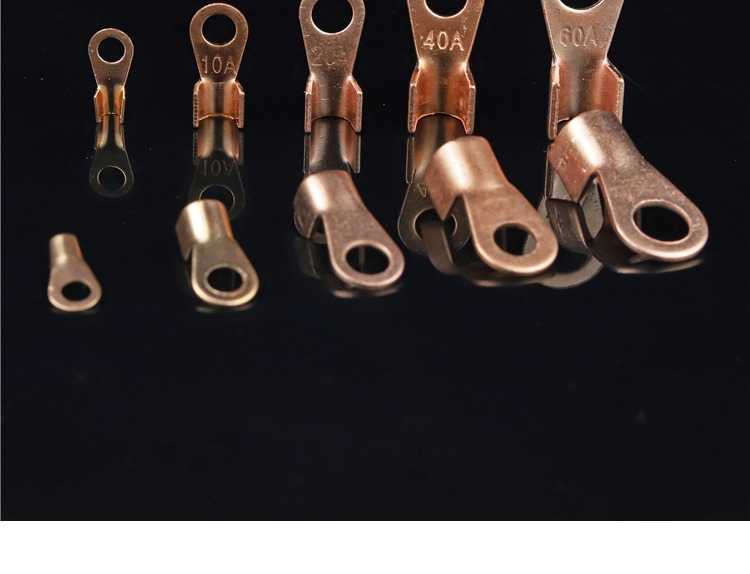 t开口鼻紫铜接线电线铜鼻子组合盒套装共80只冷压接线端子