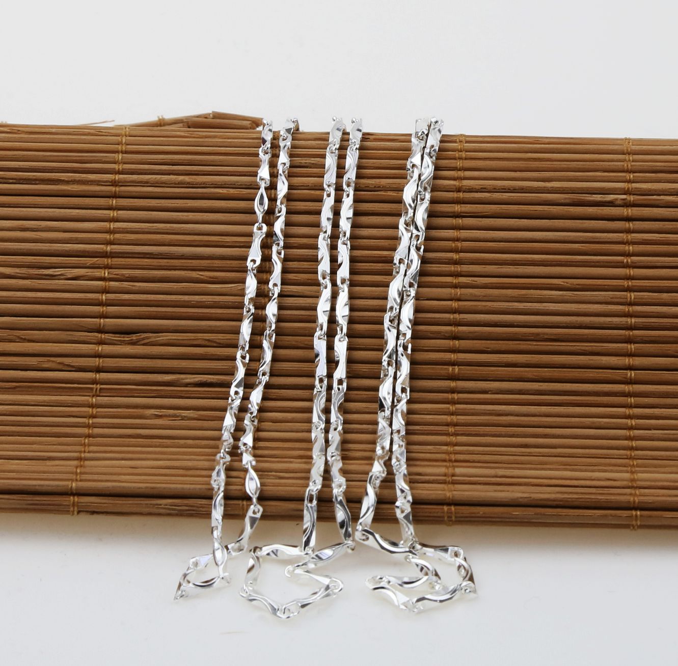 银项链银饰锁骨链女简约足银99银实心锁骨亮面元宝扣女士配链9g45cm