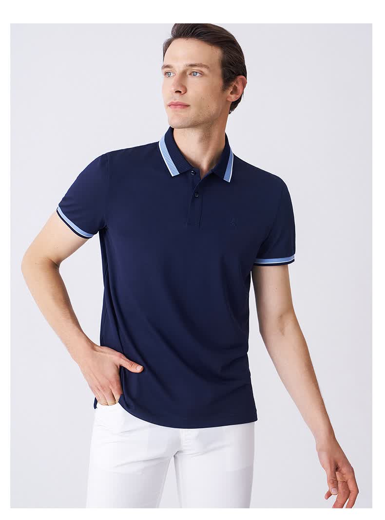 versino/梵思诺男装2022春夏夏新品翻领短袖男士商务男t恤 15v红色 56