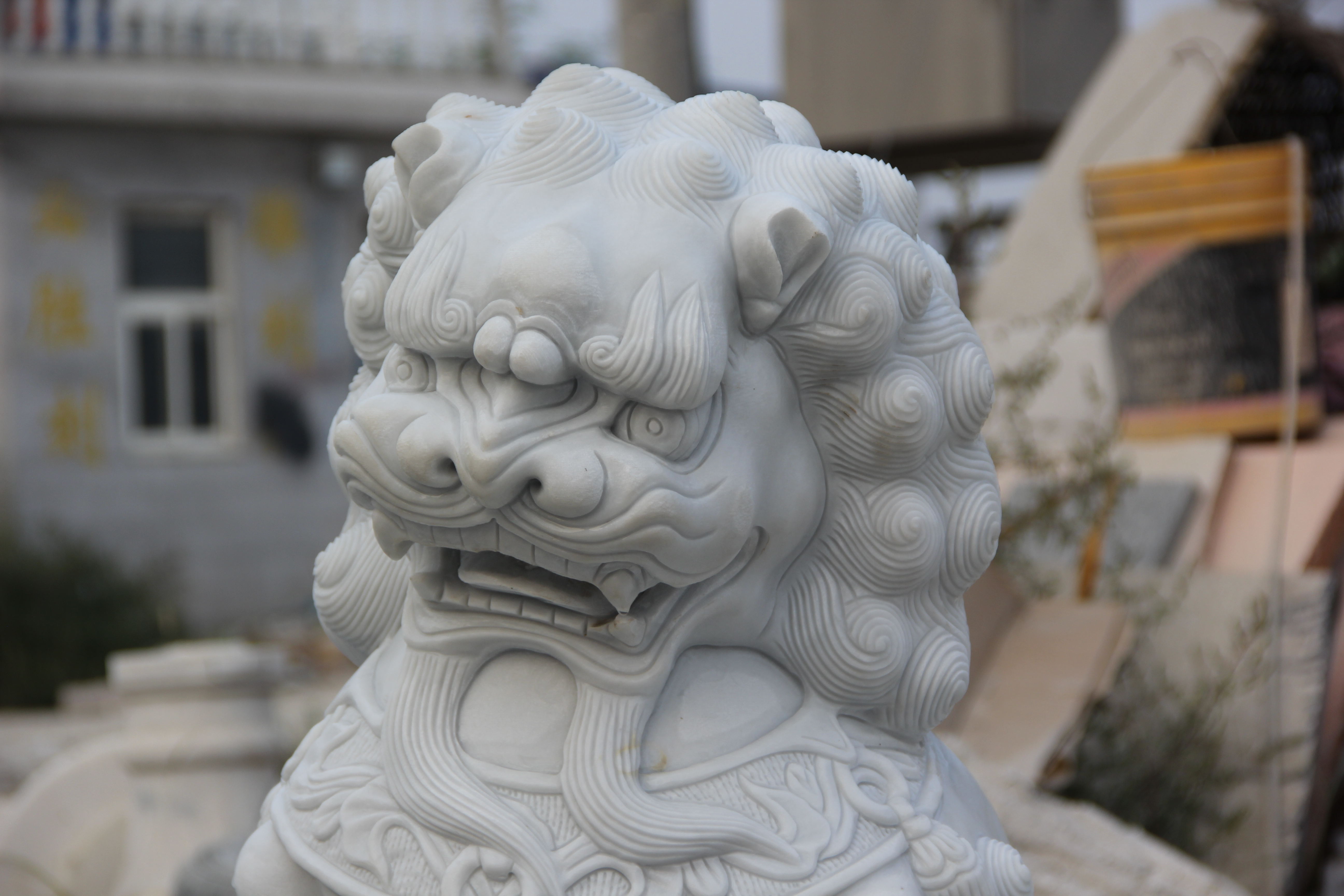 汉白玉石狮子一对看门镇宅庭院摆件家用门口石雕青石狮子镇墓小号