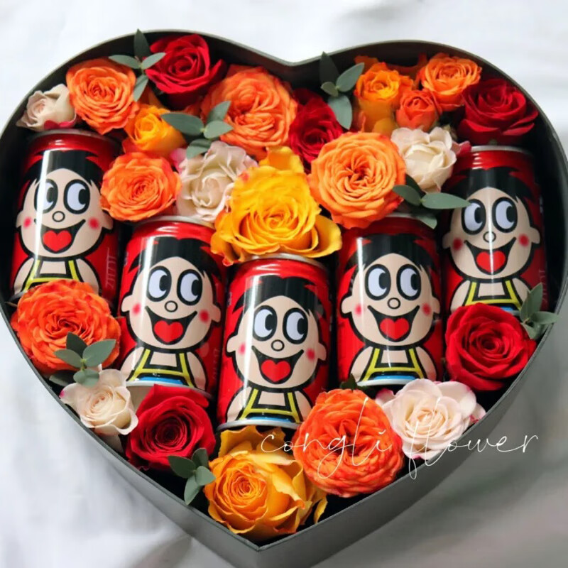 七夕恋旺仔牛奶花盒花束北京上海同城玫瑰花送女友女神鲜花配送礼物