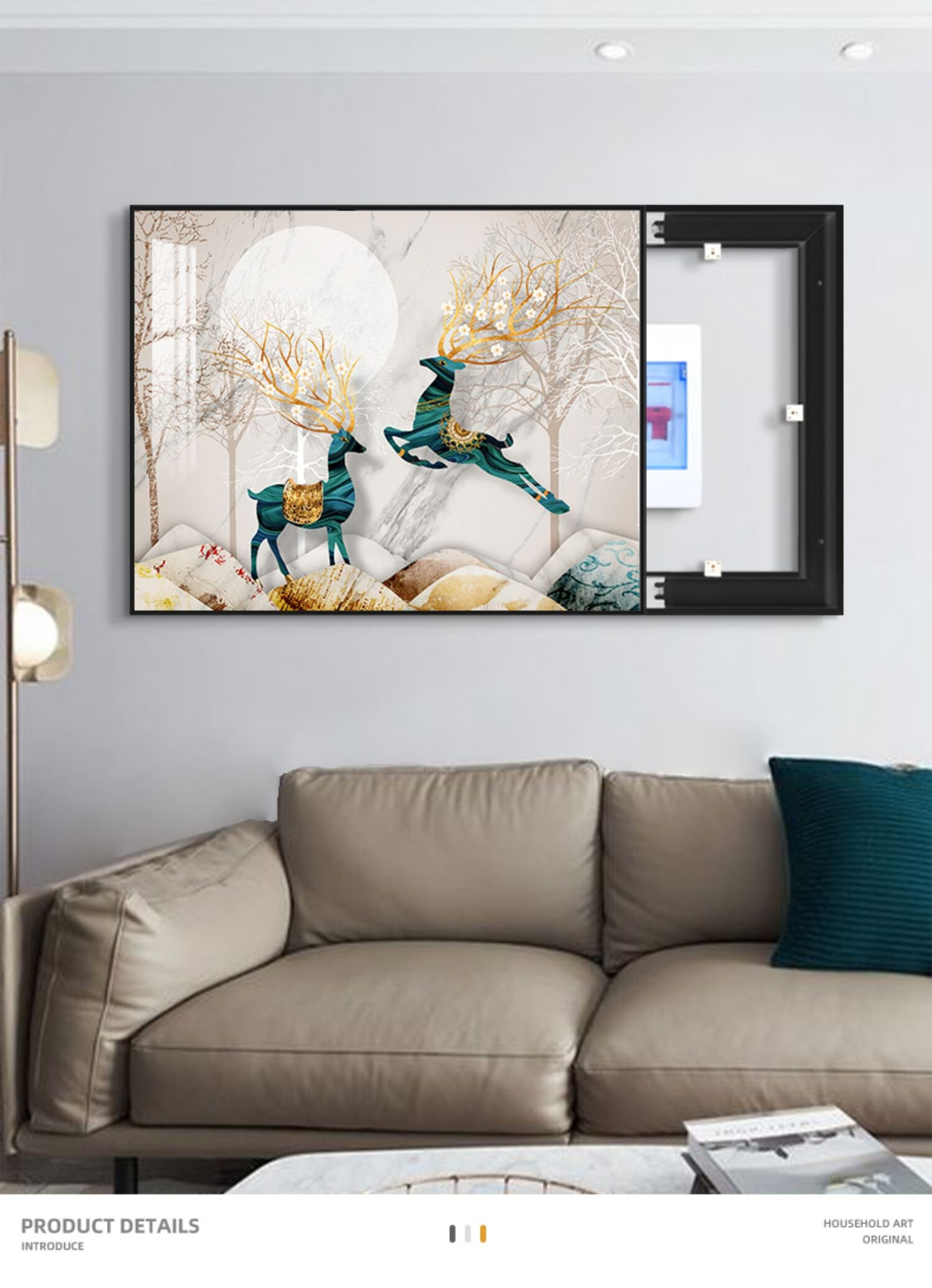 电表箱装饰画免打孔推拉遮挡箱配电箱挂画开关电闸箱现代简约壁画9561