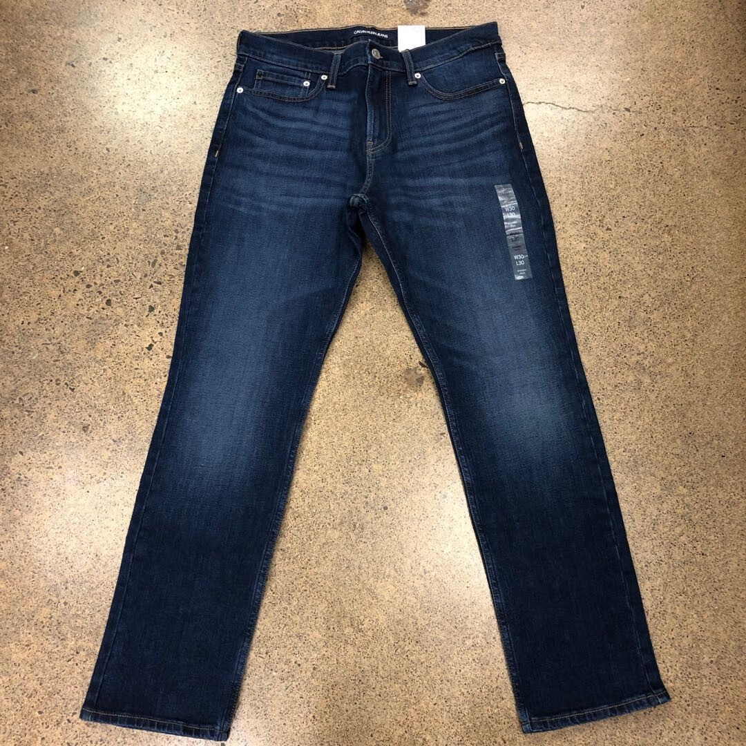 ck/calvin klein jeans男士经典款修身slim休闲牛仔潮长裤子 经典黑色