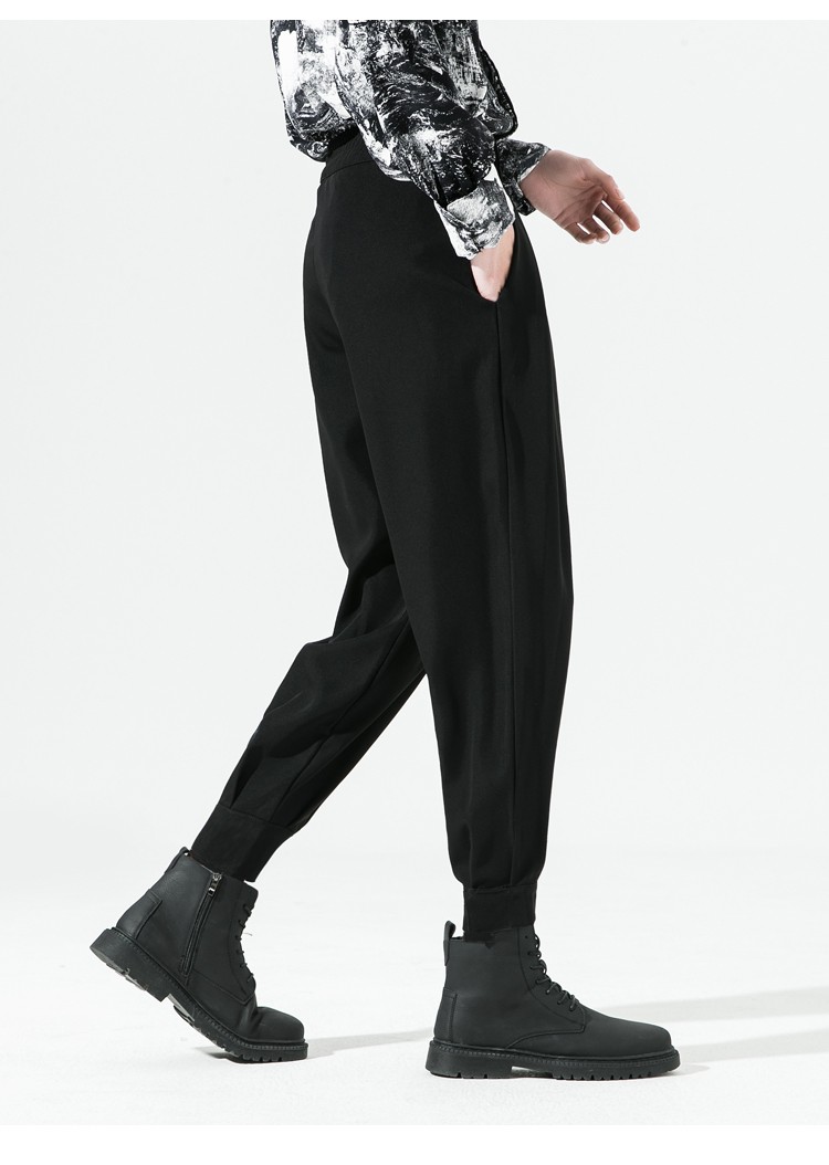 花花公子垂感切尔西靴裤男痞帅发型师潮牌休闲裤男高级感魔术贴男士