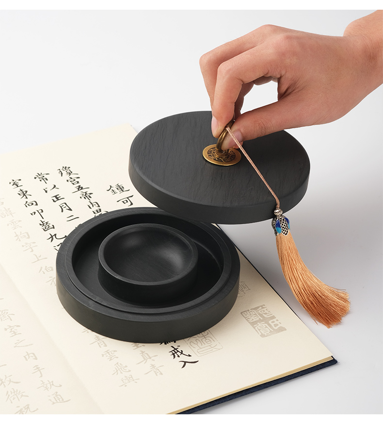 砚台双圈保湿防蒸发不干墨墨水书法带盖墨盒墨台墨盘磨墨素砚墨碟墨汁