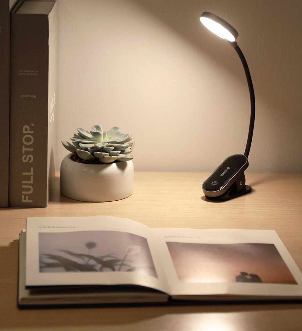 倍思台灯学习床头灯led充电夹子灯护眼宿舍卧室灯夹书灯工作寝室阅读