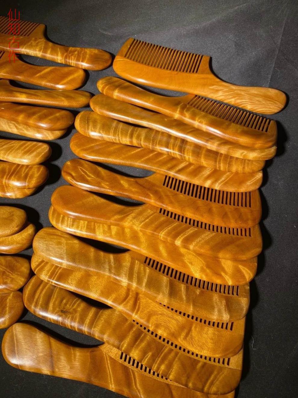 特价捡漏金丝楠木小叶桢楠阴沉木乌木化妆梳子木制头梳便携精品送礼盒