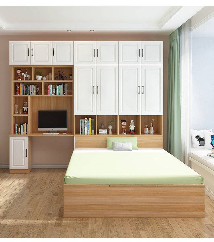 榻榻米床加柜榻榻米床柜一体床家用卧室实木衣柜床小户型多功能储物