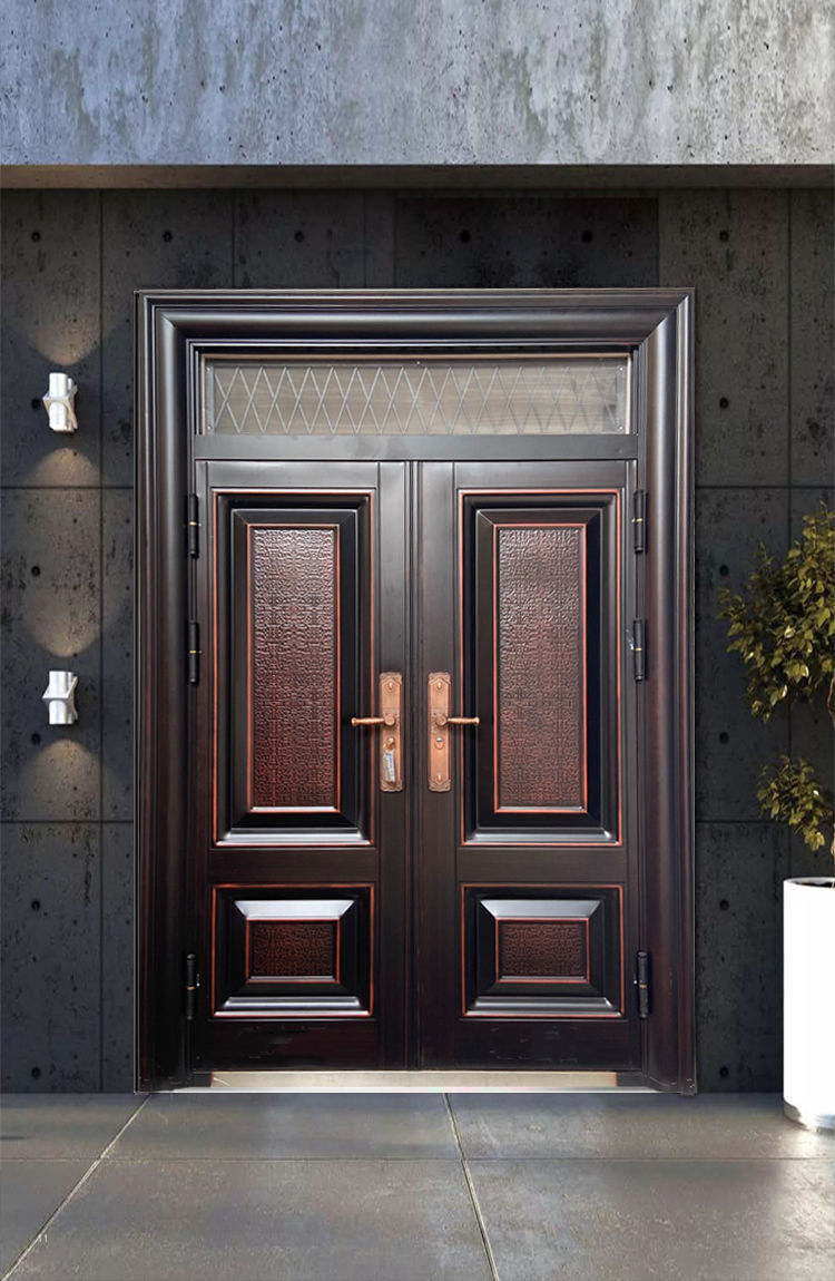 别墅大门防盗门双开门对开门四开门农村家用乡村自建房锌合金大门