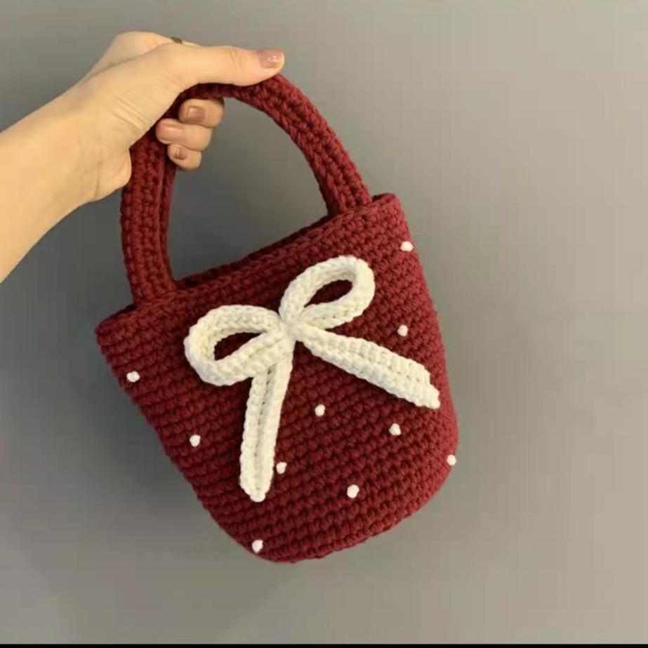 欧丽卡手织包包手工编织毛线钩针水桶包手提包小花包包diy材料包自制