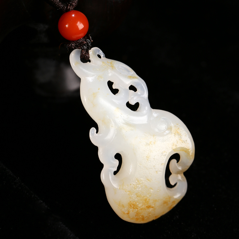 和田玉仿古龙吊坠天然洒金皮籽料男女士款生肖龙苏工挂件ych手工雕刻