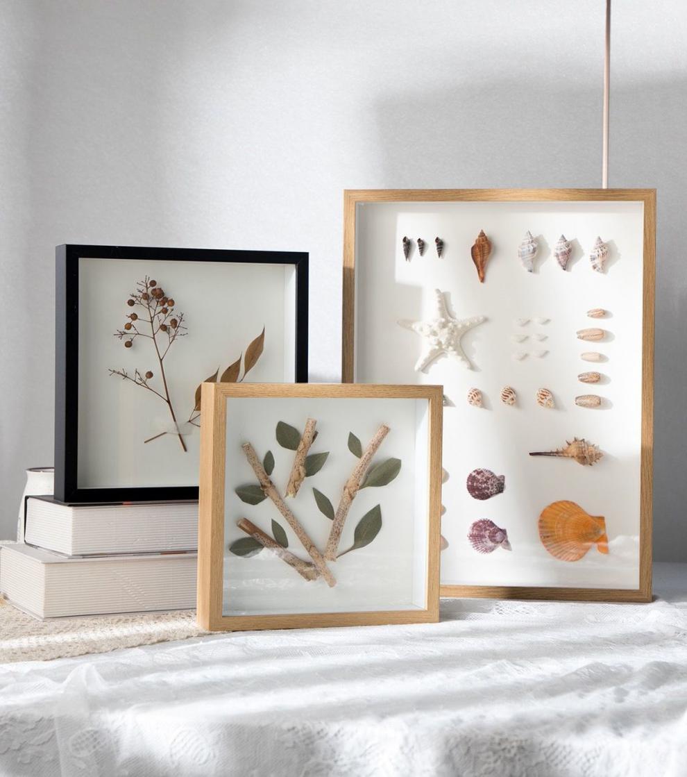 可狄可狄生日纪念日礼物干花相框diy手工摆台立体中空3cm可洗照片礼物