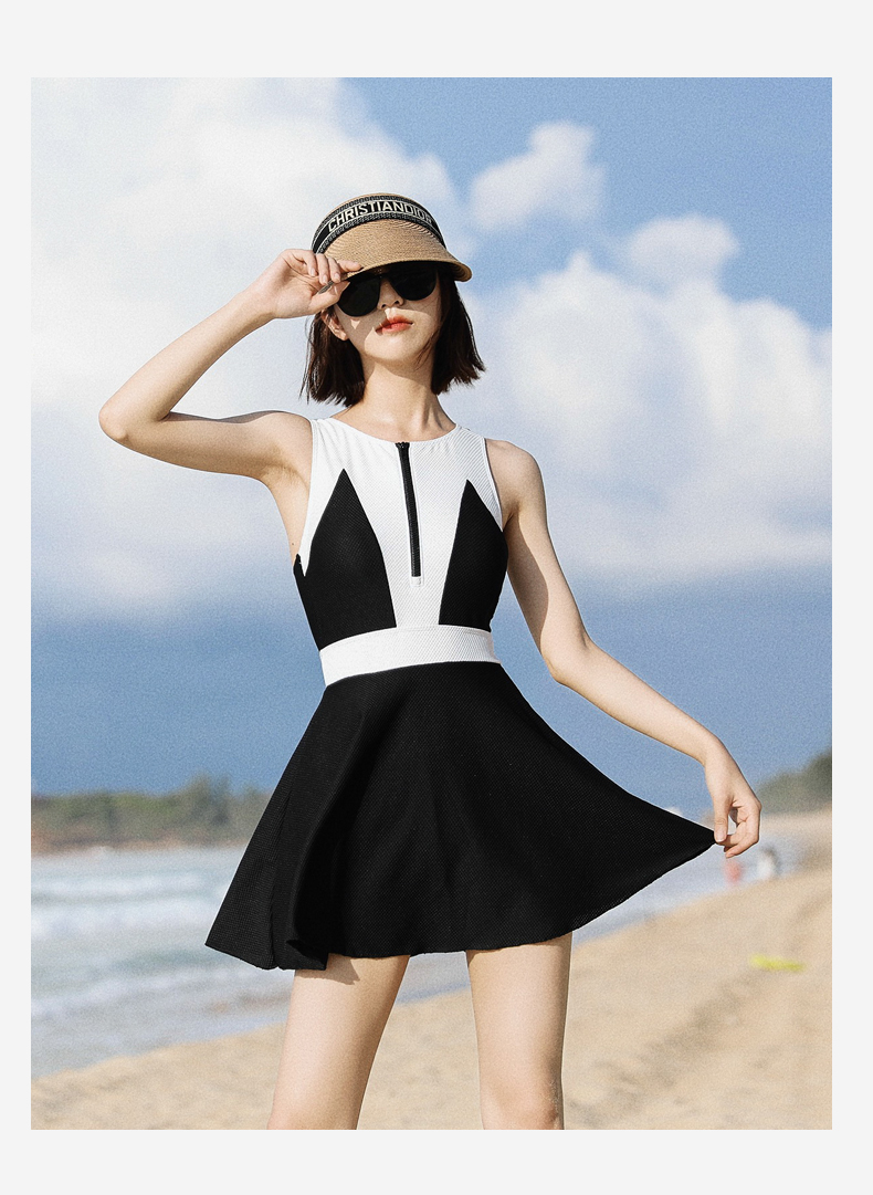 金格尔连体泳衣女裙式大码保守遮肚显瘦性感小胸聚拢2021年新款温泉