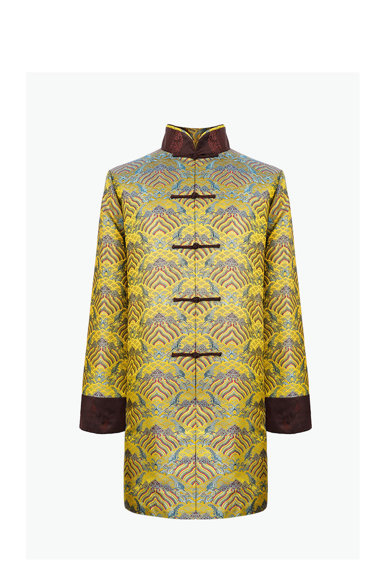 天福寿园寿衣男全套殡葬用品老人高档真丝江海云崖纹男士寿衣【图片